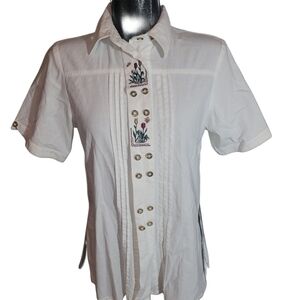 Vintage German Alpentraum Short Sleeve Embroidered Front Shirt 6